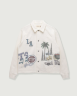 All Over LA Fleece Coaches Jacket Bone (1)