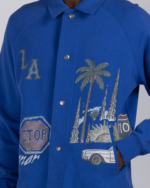 All Over LA Fleece Coaches Jacket Midnight Blue (3)