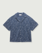 Jacquard Short Sleeve Camp Shirt Light Indigo (1)