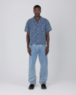 Jacquard Short Sleeve Camp Shirt Light Indigo (2)