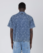 Jacquard Short Sleeve Camp Shirt Light Indigo (3)