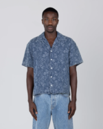 Jacquard Short Sleeve Camp Shirt Light Indigo (5)