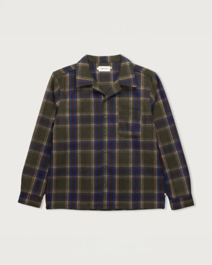 Plaid Flannel Overshirt Olive (1)