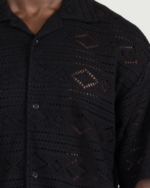 Pointelle Crochet Camp Collar Black (4)