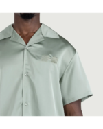 Satin Chest Logo Camp Collar Sage (3)
