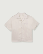 Satin Chest Logo Camp Collar Sand