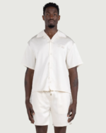 Satin Chest Logo Camp Collar Sand (2)