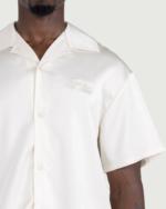 Satin Chest Logo Camp Collar Sand (3)