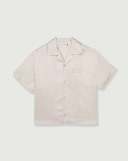 Satin Chest Logo Camp Collar Sand