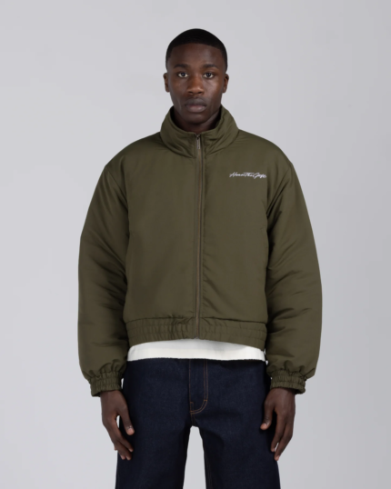 Script Puffer Jacket Olive