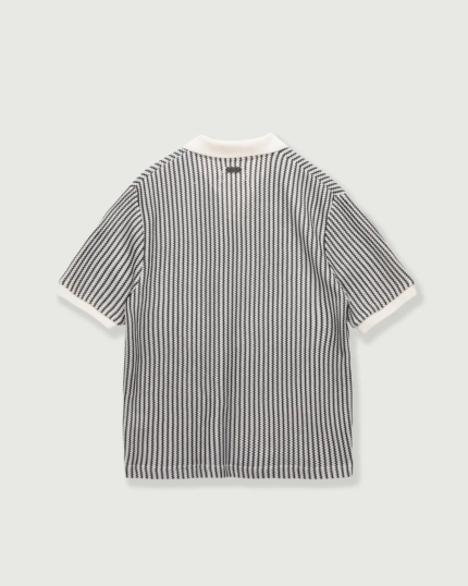Striped Knit Polo Bone