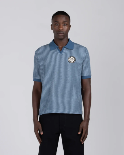 Striped Knit Polo Indigo