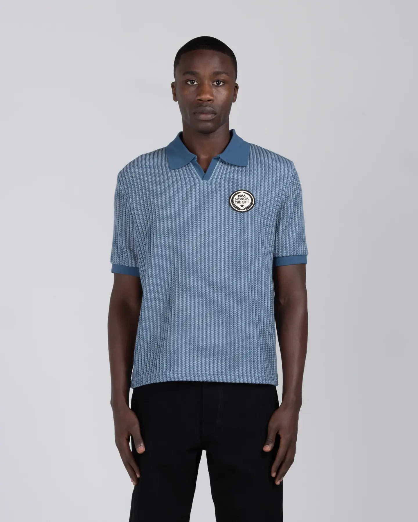 Striped Knit Polo Indigo Striped Knit Polo Indigo
